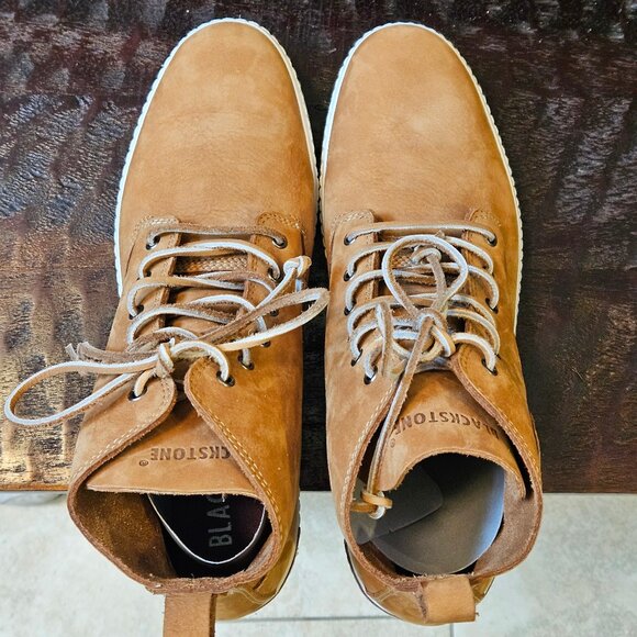 Blackstone Men's "DM-51" Leather/Nubuck High Top Sneakers, Tan, Sz 12 (EU 46) - Picture 6 of 16